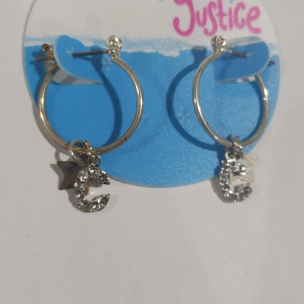 Justice Silver-tone Hoop Earrings Sparkling 